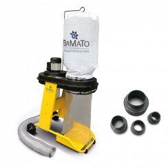 Celkový pohled na odsavač pilin BAMATO AB-550 se sadou adaptérů